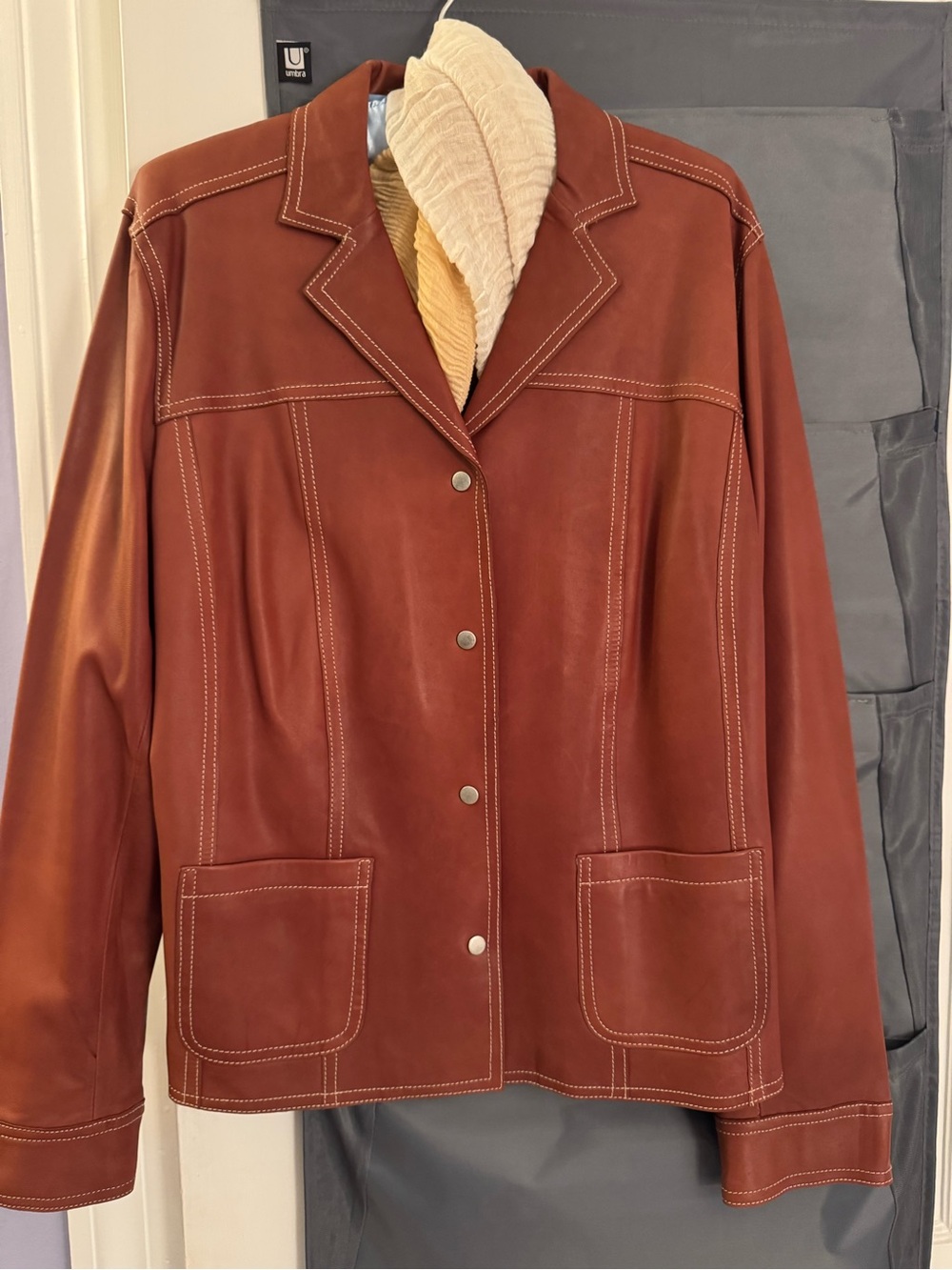 Charter Club Rust Brown Leather Button blazer type jacket